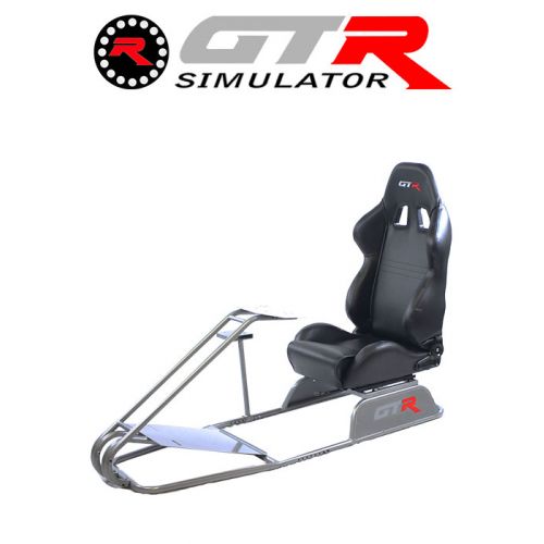 GTR Simulator GTS Model Simulator with Diamond Silver Frame Adjustable Leatherette Real Racing Seat - Black