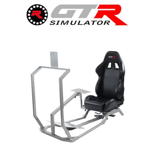 GTR Simulator GT Model with Mounts for Controls, Pedals and Display Adjustable Leatherette Seat - Black