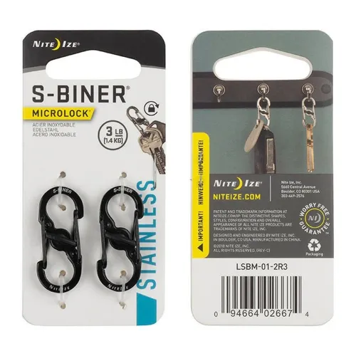 Nitelze S-biner Microlock 2pack - Staineless Black