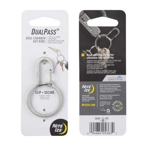 Nitelze Dual Pass Dual Chamber Key Ring - Staineless