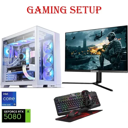 Lian Li Intel Core I9 - 14th Gen Rtx 5080 Solid Gaming Pc With Gaming Monitor And Gaming Kit Bundle