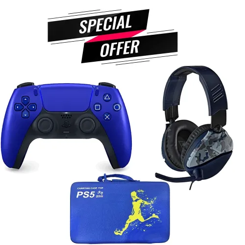 Sony Ps5: Dualsense Wireless Controller With Turtle Beach Recon 70 Wired Filaire Gaming Headset & Carrying Bag For Ps5 Slim Special Bundle Offer