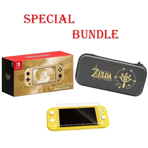 Nintendo Switch Lite Hyrule Edition With Dobe Glass And Portable Case Storage Bag Special Bundle
