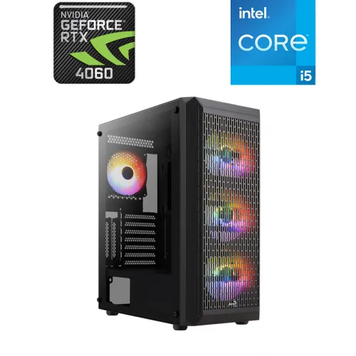 Aerocool Beam Intel Core I5-12th Gen Rtx 4060 Gaming Pc - Black