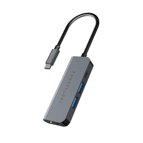 POWEROLOGY 4IN1 USB-C HUB WITH HDMI &3.0 (60W POWER DELIVERY) - GREY