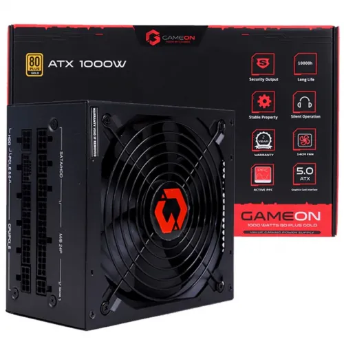 Gameon - Spy2 Atx 1000 Watts 80 Plus Gold Value Gaming Power Supply - Black