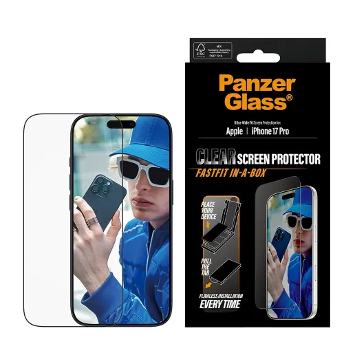 Panzerglass Screen Protector For Iphone 17 Pro | Ultra-wide Fit W. Fastfit In-a-box