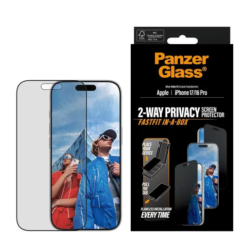 Panzerglass Privacy Screen Protector For Iphone 17 | Iphone 16 Pro | Ultra-wide Fit W. Fastfit In-a-box