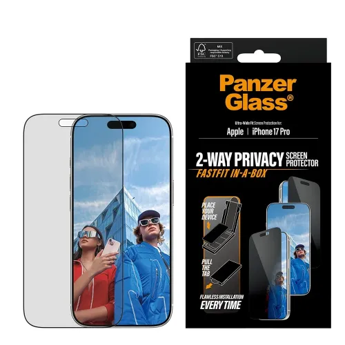 Panzerglass Privacy Screen Protector For Iphone 17 Pro | Ultra-wide Fit W. Fastfit In-a-box