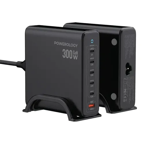 Powerology Volt-x Gan 300w Smart Desktop Charger - Black