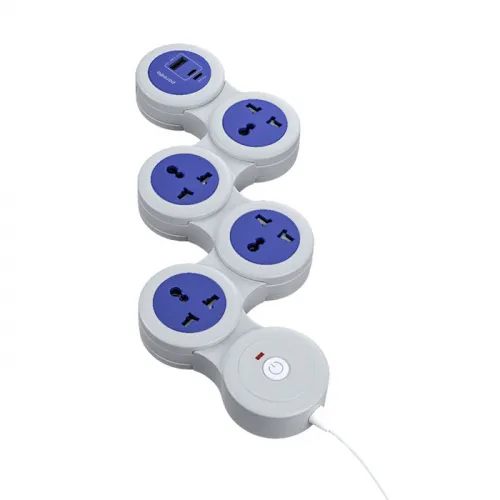 Porodo Usb-a Type-c And 4 Ac Multiport Socket With Uk Plug 2500w Pd 20w 3m- Gray