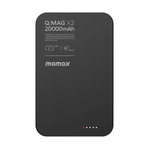 Momax Q.mag X2 Magnetic Wireless Power Bank 20000mah Gen 2 - Black