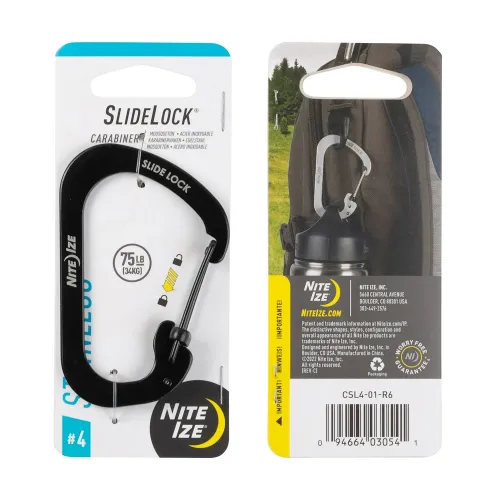 Nitelze Slide Lock Carabiner Stainless Steel #4 - Black