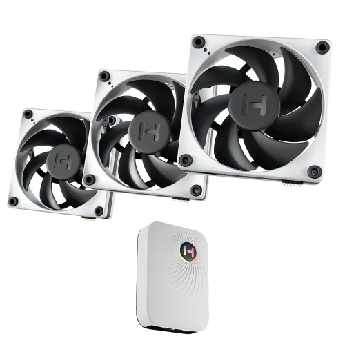 Hyte Thicc Fp12 - 3x120mm Cpu Case Fans - 3 Pack With Np50 Nexus Control Hub - Grey