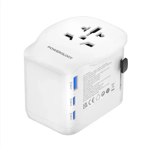 Powerology Universal Travel Adapter 2300W - White  (Open Box)