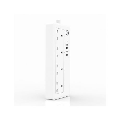 Gadgeton Smart WiFi Plug, Power Extension With 4 AC Outlets And 4 USB Ports - White