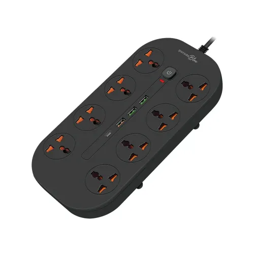 Porodo Blue 8 AC Power Strip - Black