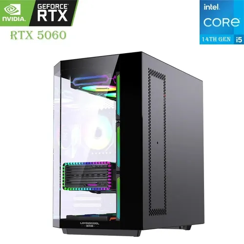 GAMING PC – LovingCool Intel Core i5 14th Gen | RTX 5060 8GB | 1TB SSD | 16GB RAM Black