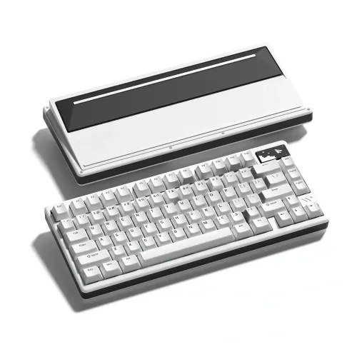 Womier SK71 Pro – 75% Wireless Aluminum Mechanical Keyboard with VIA Support - White with POM Piano switches English And Arabic