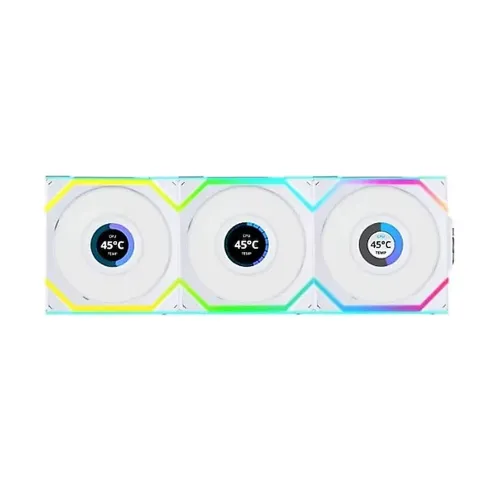 LIAN LI UNI FAN SL Wireless LCD 120mm ARGB Case Fans with 1.6” LCD Screen (3 Pack) - White