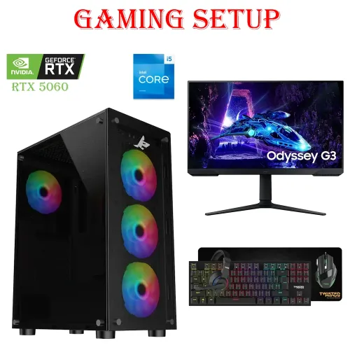 Gaming Pc Bundle Intel Core I5 (13th Gen), Rtx 5060 8gb, 1tb Ssd, 16gb Ram With Samsung 27-inch Gaming Monitor & Gaming Kit