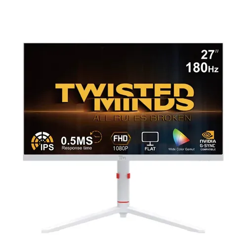 Twisted Minds 27'' FHD, 180Hz, 0.5 ms, Gaming VESA READY, With Speaker RGB, Adjustable Stand Gaming Monitor - White