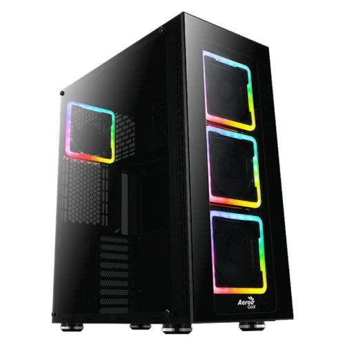 Aerocool CC Tor Pro-G-BK-v1 (SA) / 4 pcs RGB Square fan - USB3.0 x 2 -Glass Edition -Black