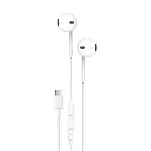 Porodo Soundtec Stereo Earphones Type-C with High-Clarify Mic - White