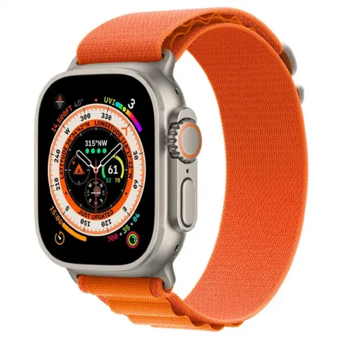 Apple Watch Ultra, 49mm, Titanium Case, Orange Alpine Loop - Small (GPS + Cellular)
