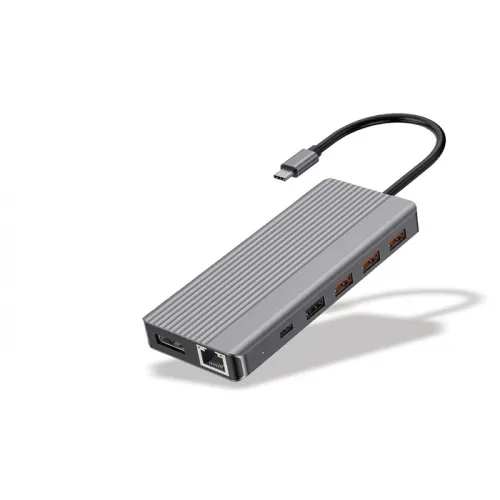 Powerology 13in1 Usb-c Hub 4k Hdmi Type-c 100w Pd Ethernet Usb Sd Microsd 3.5aux