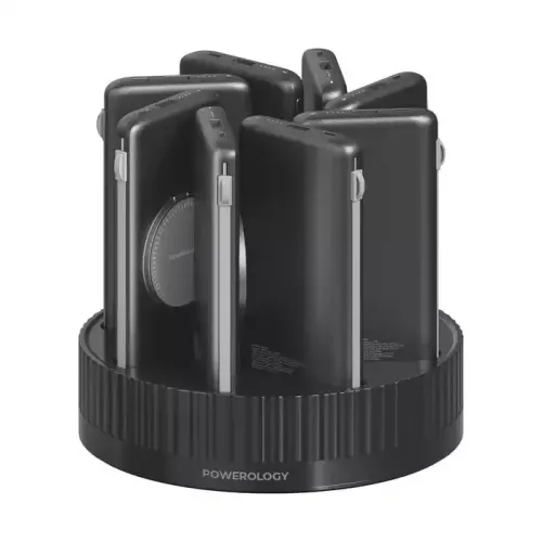 Powerology 8in1 Station 10000mAh PD 120W QC Wireless Power Bank - Black