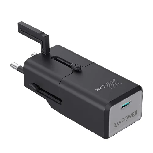 Ravpower Mini Gan 5.0 Nano Pd Universal Adapter 30w  For 190 Countries - Black