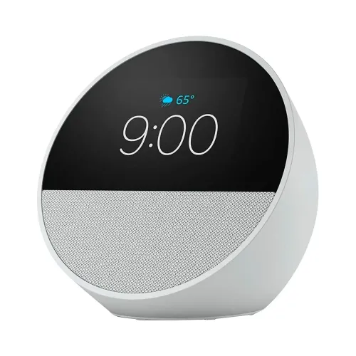 Amazon Echo Spot Smart Alarm Clock 2024 Edition - Glacier White