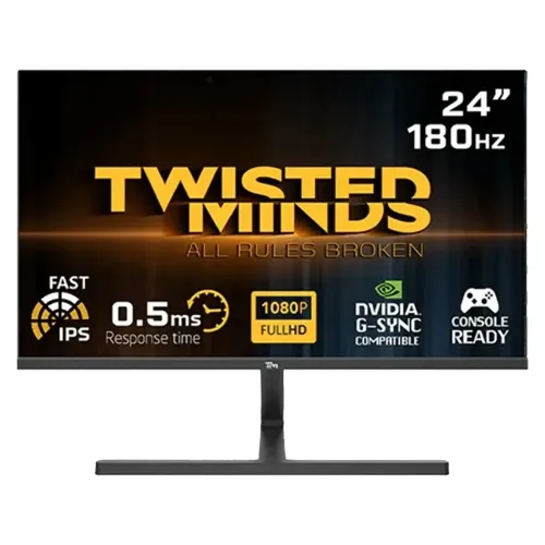 Twisted Minds Blaze Series 24-inch Flat Fhd,180hz, 0.5ms, Fast Ips, Hdr ,hdmi2.1 Gaming Monitor - Black