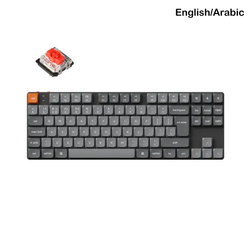 Keychron K1 Max Tkl 80% Rgb Backlight Hot Swappable Qmk/via Wireless Mechanical Gaming Keyboard (Low Profile Gateron Red Switch) - English/arabic Keyboard