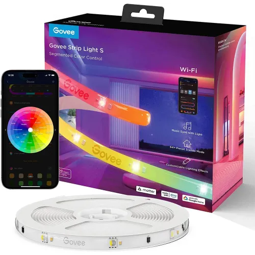 Govee Led Strip Light S, Rgbicw Technology, 64+ Scene Modes, Smart App Control, Transparent Protective Epoxy Coating, Ip67 Rated Protection - 10m