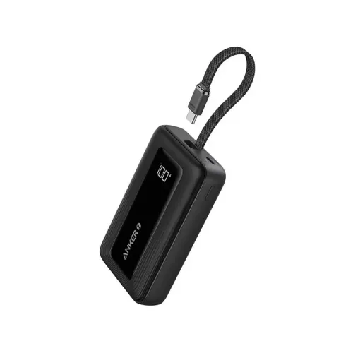 Anker Zolo Powerbank 10000mah 30w Power Bank Portable Charger With Built-in Usb C Cable - Black