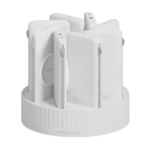 Powerology 8 In 1 Station 10000mah Pd 120w Qc Wireless Power Bank - White