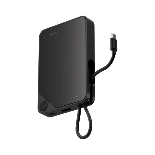 Momax 1-power X Power Bank 10000mah With Built-in Usb-c Cable - Black