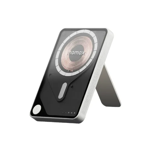 Momax 1-power X Pro Magnetic Wireless Power Bank 5000mah With Stand And Built-in Usb-c Cable - White