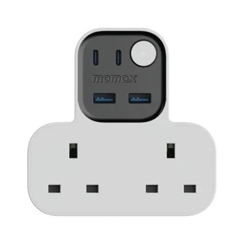 Momax 1-charge Work Flow T-shaped Extention 2 Socket With Usb -white