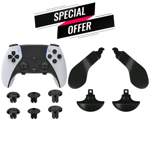 Metal Joystick Cap 6pcs & Metal Back Key 4 Pcs - Black For Ps5 Edge Controller Bundle Offer