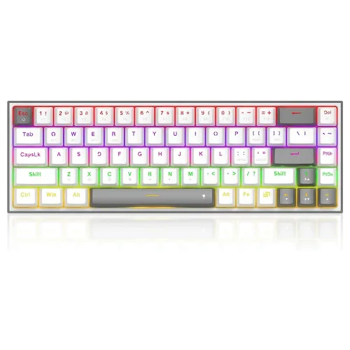 Redragon Lena Pro 60% 3-mode Rainbow Mechanical Keyboard - Dust-proof Red