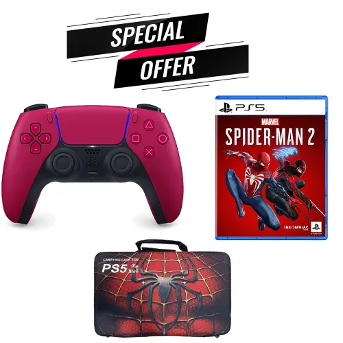 Sony Ps5: Dualsense Wireless Controller With Marvel's Spider-man 2 - R2 & Carrying Bag For Ps5 Slim Special Bundle Offer