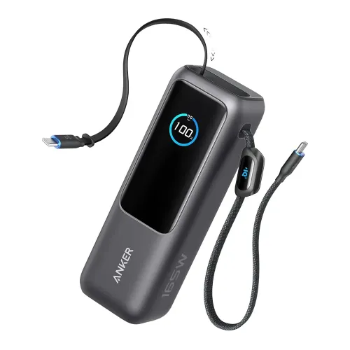 Anker Power Bank 25000mah 165w Ultra-fast Portable Charger With Built-in And Retractable Usb C Cables