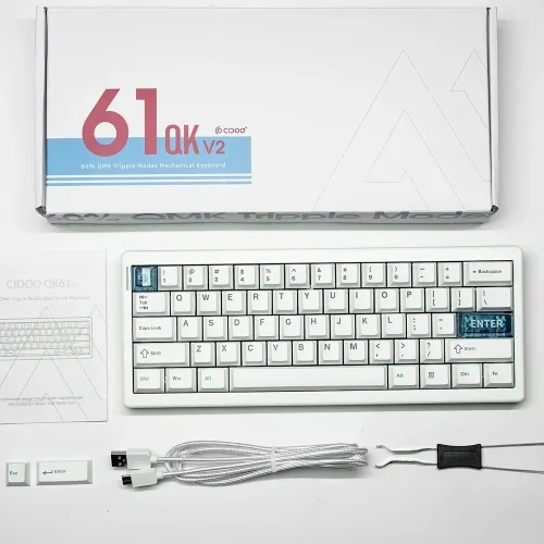 Cidoo Qk61 60% Qmk Tripple Modes Mechanical Keyboard - White