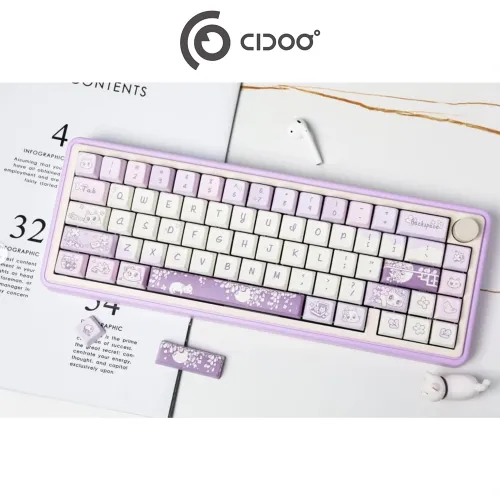Cidoo Nebula 65% Via-programmable Wired/wireless Mechanical Keyboard - Purple (English)