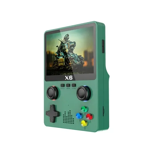 X6 HD 3.5-Inch Screen Handheld Game Console Built-in Video Games Machine with Dual Joystick Design - Green