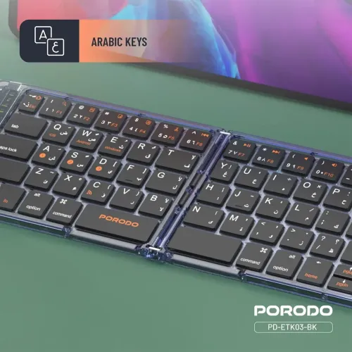 Porodo Crystal Shell Wireless Keyboard - Black (Arabic Key)