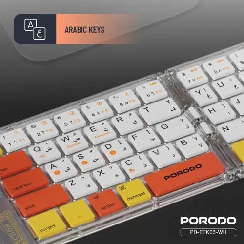 Porodo Crystal Shell Wireless Keyboard - White (Arabic Key)